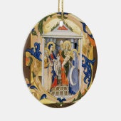 Ornement En Céramique NATIVITÉ, BLEU ET OR Gem pierre (Droite)