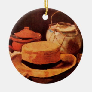 Ornement En Céramique Nature morte Chapeau de paille jaune de Vincent va