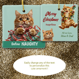 Ornement En Céramique Naughty Christmas Ginger Kitten