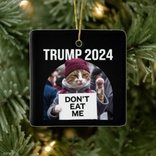 Ornement En Céramique Ne me mangez pas de chats pour Trump 2024