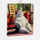 Ornement En Céramique Ne pas déranger le gros chat amusant (Droite)
