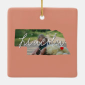 Ornement En Céramique Nebraska State Photo insert and town name (Dos)