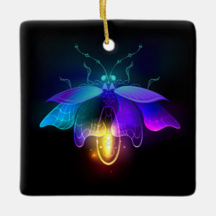 Ornement En Céramique Neon Firefly sur noir