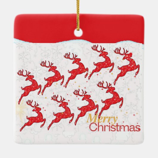 Ornement En Céramique Neuf Reindeers (Dos)