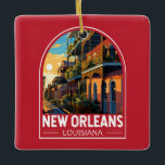 Ornement En Céramique New Orleans Louisiana Travel Art Vintage<br><div class="desc">Nouvelle Orléans design de déplacement vectoriel rétro. Surnommé le "Big Easy",  il est connu pour sa vie nocturne 24h/24,  sa scène musicale animée et sa cuisine épicée et singulière reflétant son histoire de melting pot des cultures française,  africaine et américaine.</div>