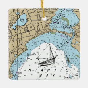 Ornement En Céramique Niantic CT Nautical Chart