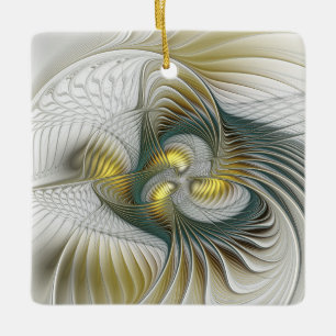 Ornement En Céramique Nobly Golden Turquoise Imaginaire Fractal Art