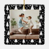 Ornement En Céramique Noël 4 Photos de famille Collage noir et blanc (Dos)