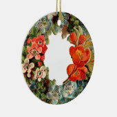 Ornement En Céramique Noël à l'ancienne, couronne de fleurs (Droite)