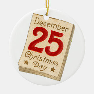Ornement En Céramique Noël à l'ancienne, le 25 décembre