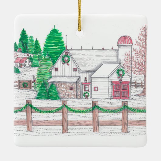 Ornement En Céramique Noël à l'ornement agricole (Dos)