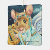Ornement En Céramique Noël Angel Souris Jouer Lyre Aquarelle Art (Gauche)