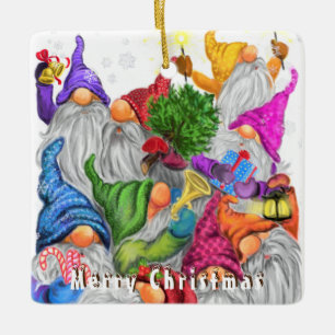 Ornement En Céramique Noël Arbre Ornament Gnomes Fun