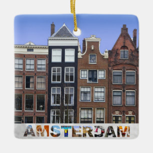 Ornement En Céramique Noël au Canal Pays-Bas d'Amsterdam