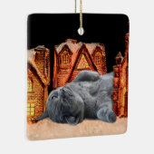 Ornement En Céramique Noël aux chats gris (Droite)