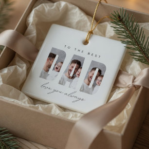 Ornement En Céramique Noël avec photo personnalisée de Papa Meilleur P