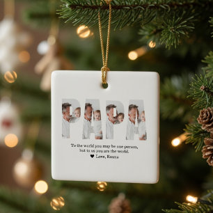 Ornement En Céramique Noël avec photo personnalisée de Papa Meilleur P