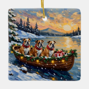 Ornement En Céramique Noël Bateau de Noël Bulldog
