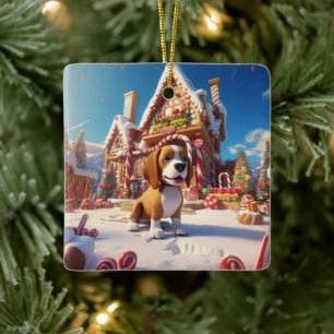 Ornement En Céramique Noël beagle, Cadeau pour Amoureux des chiens Beagl