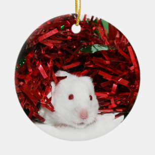 Ornement En Céramique Noël blanc de hamster