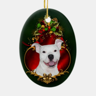 Ornement En Céramique Noël blanc de pitbull