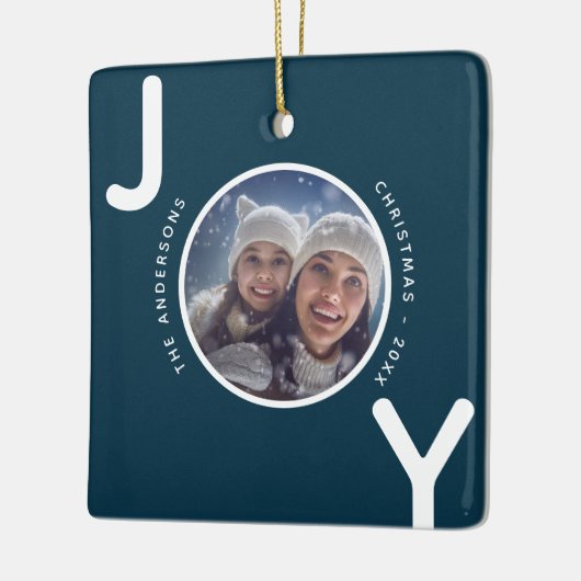 Ornement En Céramique Noël bleu blanc photo moderne (Gauche)