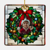 Ornement En Céramique Noël Chiot Faux Vitrail (Dos)