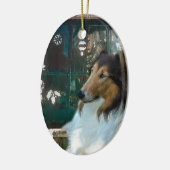 Ornement En Céramique Noël Collie à la fenêtre (Gauche)