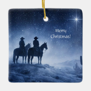 Ornement En Céramique Noël Country Western Cowboy Sud-Ouest Désert