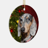 Ornement En Céramique Noël Dachshund applaudi (Droite)