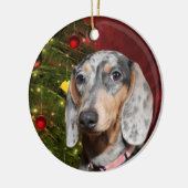 Ornement En Céramique Noël Dachshund applaudi (Gauche)