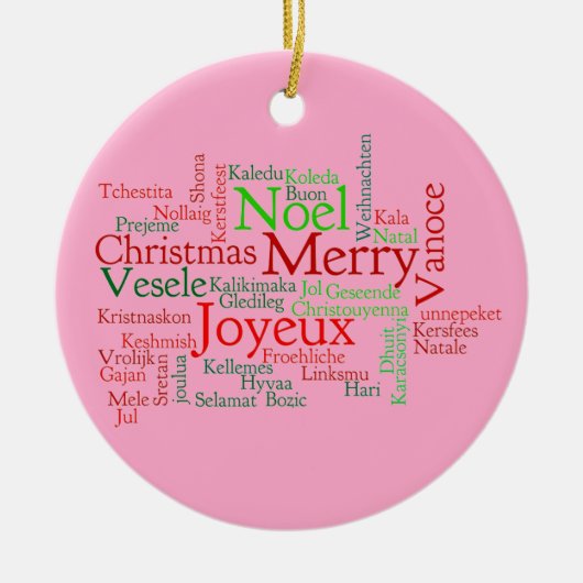 Ornement En Céramique Noël dans de nombreuses langues (Devant)