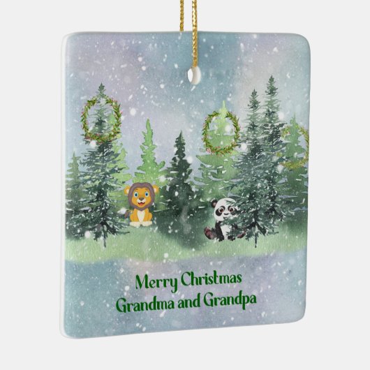 Ornement En Céramique Noël dans la forêt pour grands-parents (Droite)