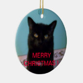 Ornement En Céramique Noël de chat noir (Droite)