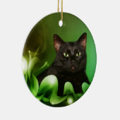 Ornement En Céramique Noël de chat noir (Droite)
