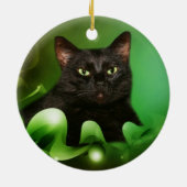 Ornement En Céramique Noël de chat noir (Dos)