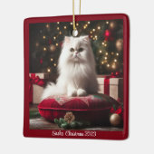 Ornement En Céramique Noël de chat perse blanc (Gauche)