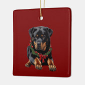 Ornement En Céramique Noël de chien de Noël Rottweiler avec collier de G (Gauche)
