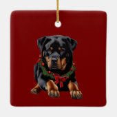 Ornement En Céramique Noël de chien de Noël Rottweiler avec collier de G (Dos)