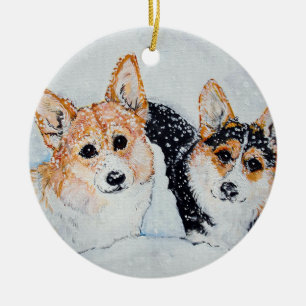 Ornement En Céramique Noël de corgi