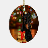 Ornement En Céramique Noël de dobermann (Droite)