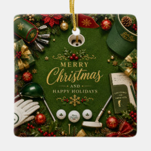 Ornement En Céramique Noël de golf vacances