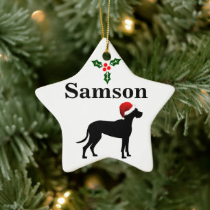 Ornement En Céramique Noël de grand chien danois personnalisé