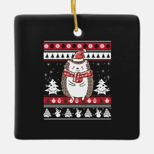 Ornement En Céramique Noël de Hérisson (Devant)