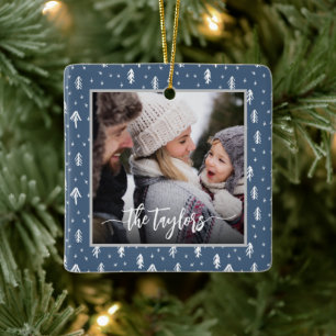 Ornement En Céramique Noël de la famille des pins rustiques