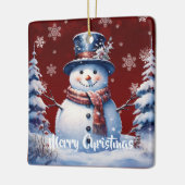 Ornement En Céramique Noël de la forêt d'hiver | Red (Gauche)