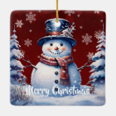 Ornement En Céramique Noël de la forêt d'hiver | Red (Dos)