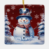 Ornement En Céramique Noël de la forêt d'hiver | Red (Devant)