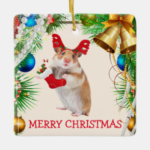 Ornement En Céramique Noël de la Souris des Fêtes de Hambourg