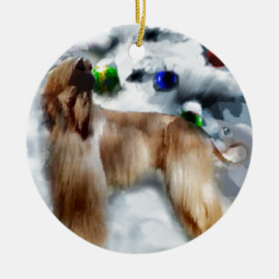 Ornement En Céramique Noël de lévrier afghan